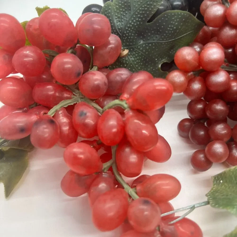 Vintage Plastic Rubber Artificial Faux Fruit Grape Clusters 3993